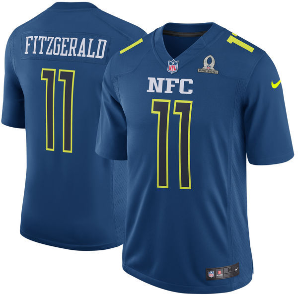 Men NFC Arizona Cardinals #11 Larry Fitzgerald Nike Navy 2017 Pro Bowl Game Jersey->->NFL Jersey